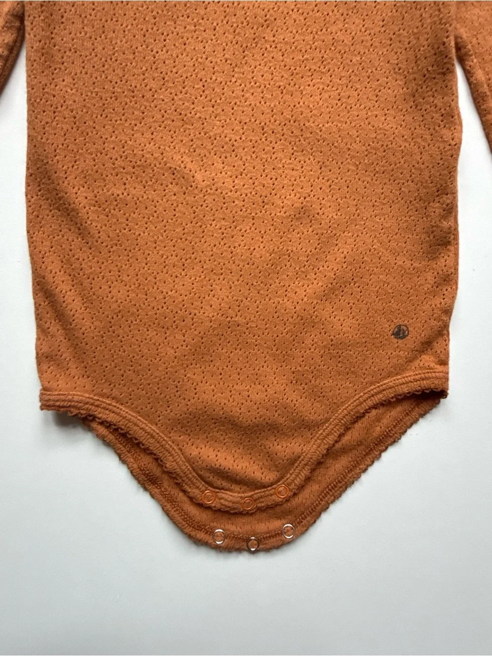 Petit Bateau Baby Long-Sleeved Openwork Bodysuit, ECUREUIL brown - Size 24M